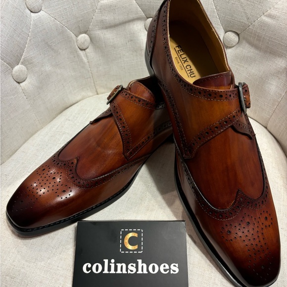 BRAND NEW, NEVER WORN Brogue Monk Strap dress shoes. - Picture 2 of 5